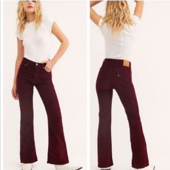 Levi's Ribcage Boot Cut Pants Jeans in Malbec Cord Corduroy - Picture 5 of 16